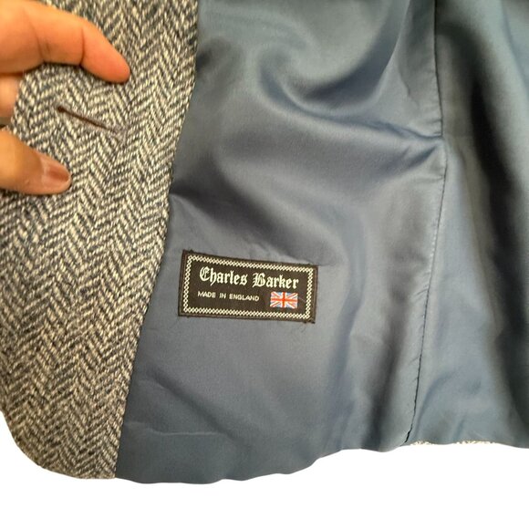 Harris Tweed Herringbone Wool 100% Single-Breasted Blazer Sport Coat Womens Gray - Picture 3 of 11
